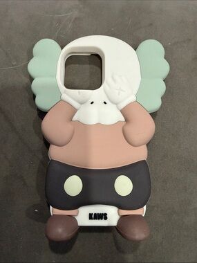 KAWS Pastel Pink & Mint Character Silicone iPhone 16 Pro Max case